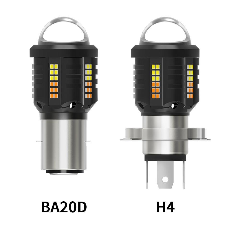 Saless Kevanly Lampu Depan Led Motor Super Terang 12V-30V Bohlam Ba20D H4 Lampu Jauh/Dekat Ba20D Lam