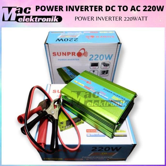 Power Inverter Sunpro 220W DC 12V TO AC 220V / Power Inverter DC ke AC 12V / Inverter 12 Volt