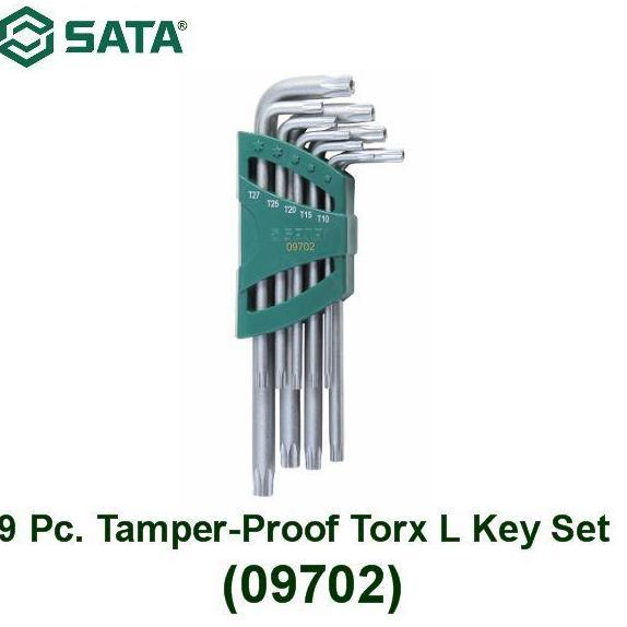 KALGURIO Sata Kunci L Bintang Set 09702 9Pc Extra Long Torx Hex Key Set Tamper-Proof Sata 09702 T10-
