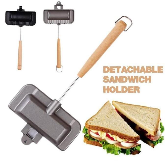BLANCHENAM Wajan Sandwich Dua Sisi Wajan Panggangan Lipat Anti Lengket Wajan Untuk Roti Bakar Roti P