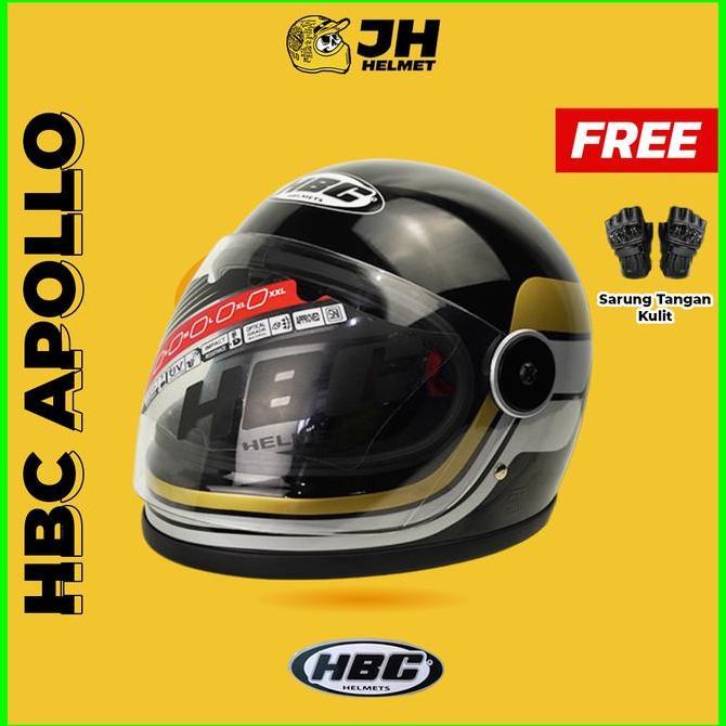Helm Cakil HBC Apollo 23 Black Glossy Gold | Helm Retro | Full Face