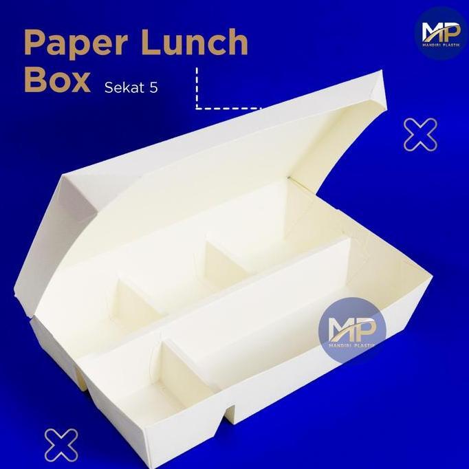 Paper Lunch Box Sekat 5 / Kotak Makan Kertas Sekat 5 -50pcs