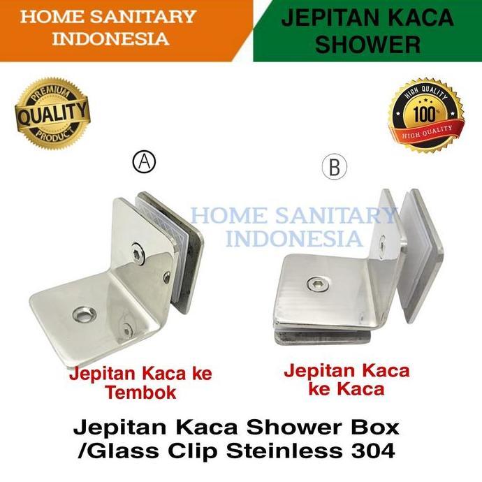 Bst Ready Jepitan Kaca Shower Box Glass Clamp Engsel Kaca Shower Kamar Mandi Steinless 304 (1Bh) Bes