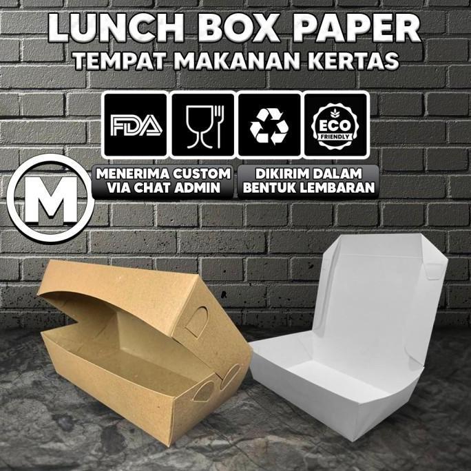 Kotak Makan Kertas / Paper Lunch Putih / Kemasan Makanan Kraft Size M