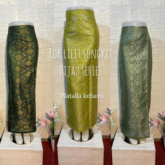 Natalia Kebaya Rok Lilit Songket Premium || Rok Songket Per Hijauan || Bawahan Kebaya Modern || Refe