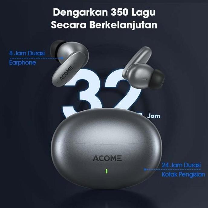 Acome True Wireless Earbuds Headset Bluetooth 5.3 TWS Garansi 1 Thn T8