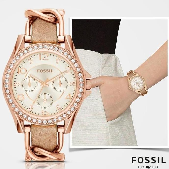 Jam Tangan Wanita Original ES3466 ES 3466 Riley Rosegold Original Garansi Resmi 2Tahun