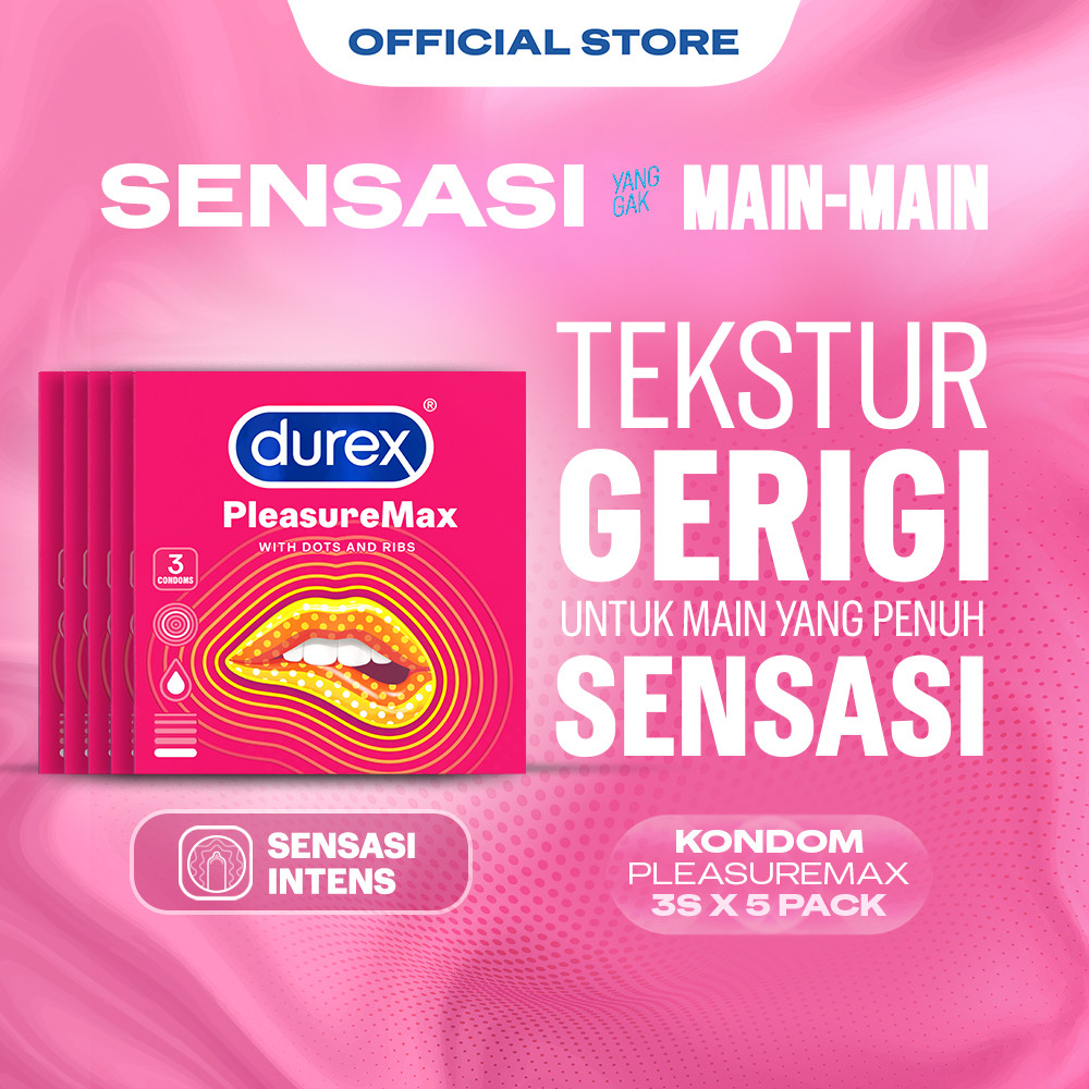 Durex Pleasuremax Kondom Gerigi Kondom Aman Pria 3s (5 pcs) - Condom with Special Lubricant