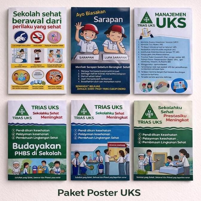 Poster Sekolah Terlengkap - Paket Poster UKS, Poster Trias UKS, Poster Kesehatan untuk Sekolah