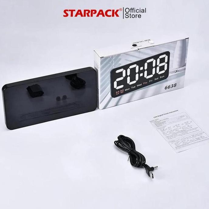 Okushonga- 6638 Jam Dinding / Meja Digital Led Tampilan Jam / Hari / Bisa Baterai & Usb