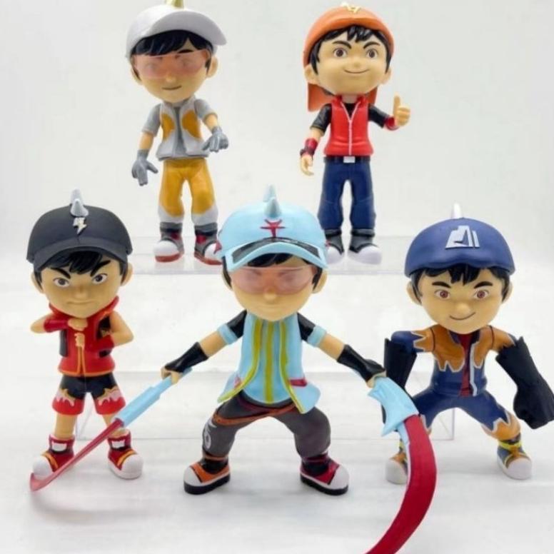 Action Figure Boboiboy SUPRA GEMPA HALILINTAR /Pajangan Topper cake Set 5pcs