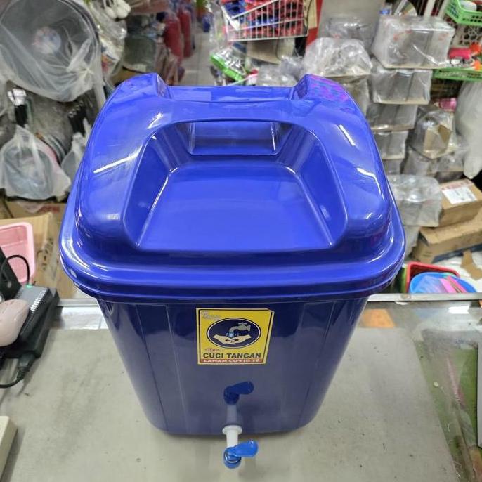 Obuyonjo- Tong Kran Air Tempat Cuci Tangan Portable 42 Liter Warna Biru Dan Merah Tinggi 52Cm Lebar 