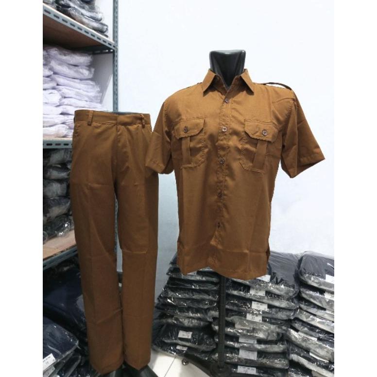 Terlaris Seragam Pns Pemda - Baju Khaki Pria Lengan Pendek Bahan Katun Wol - Baju Pemda Pns - Rafly 