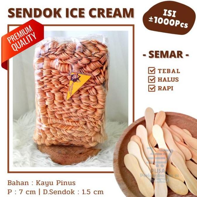 Ebyokurwa- Sendok Es Cup Mini - Sendok Ice Cream Kayu - Sendok Es Semar