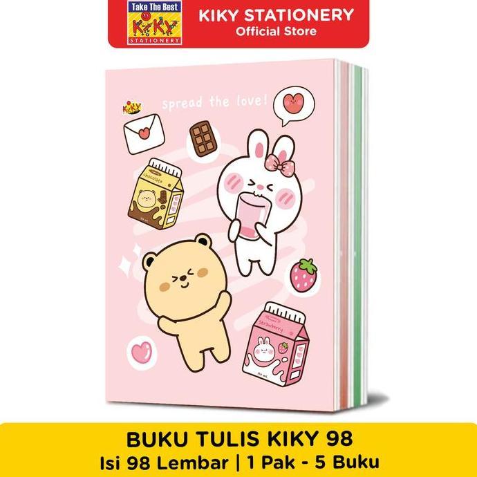 KIKY Buku Tulis 98 Lembar - 5 Buku / Motif Random