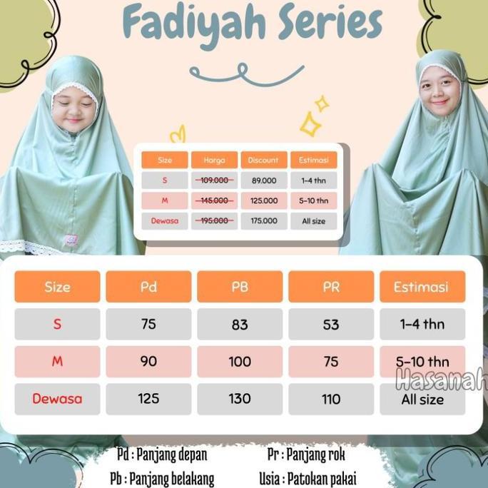 HARGA GROSIR - Mukena Couple ibu dan anak Fadiyah Series hasanah