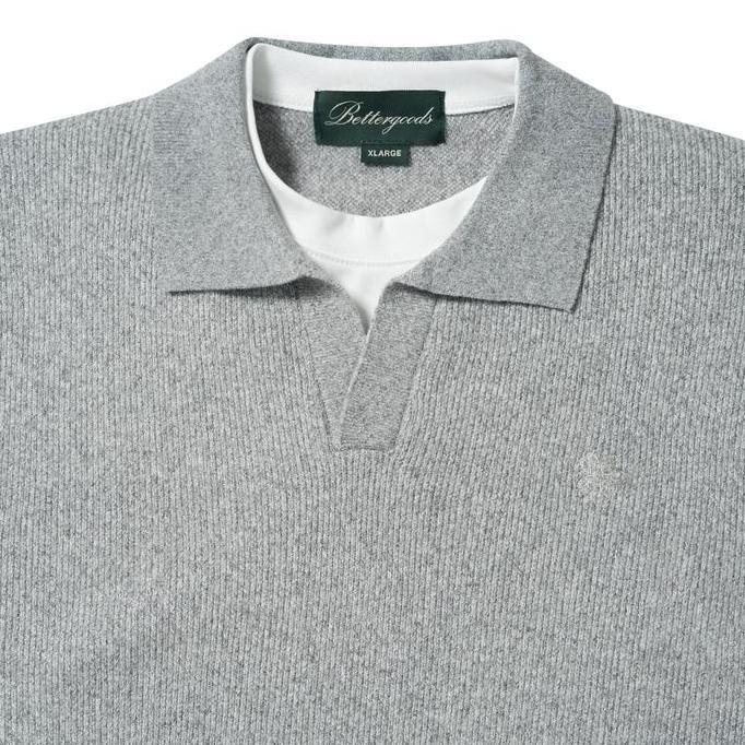 Better Goods - Sweater Rajut Pria Knitted Vneck Polo Shirt Grey SW