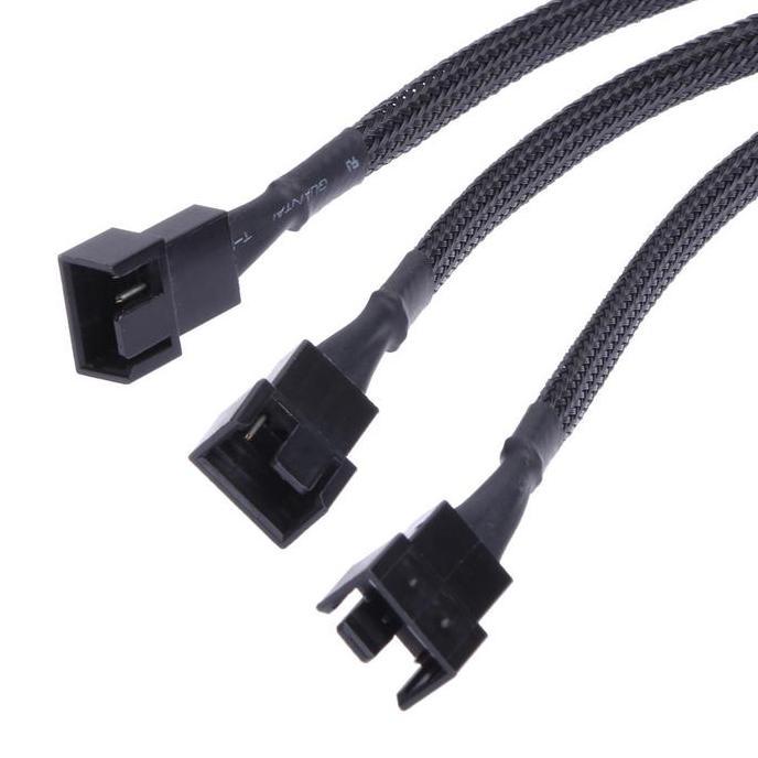 Akawaya- Splitter Kabel Fan 4 Pin Pwm To 3 Cabang 4 Pin Male Sleeve Kabel 3 Way