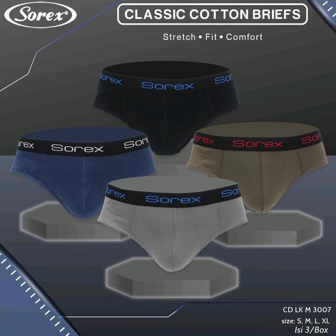 Veshje- Cd Pria Sorex M 3007 Katun Karet Boxer Isi 3Pcs | Celana Dalam Cowok Sorek Berkualitas