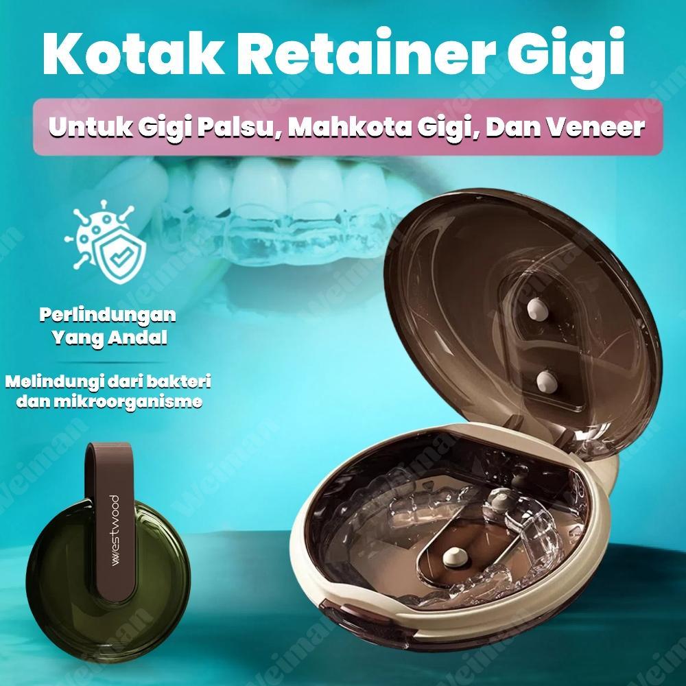 Kotak Retainer Gigi Portabel Kotak Gigi Palsu Tempat Retainer Gigi Travel Denture Box Retainer Gigi 