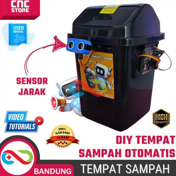 DIY Tempat Sampah Otomatis dengan ESP32, Sensor Ultrasonik HC-SR04 dan Servo Sistem Otomatisasi Cerd