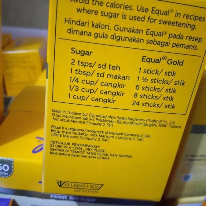 Equal Gold Sweetener 50 Stick l Pemanis Alami Nol Kalori l Sucralose