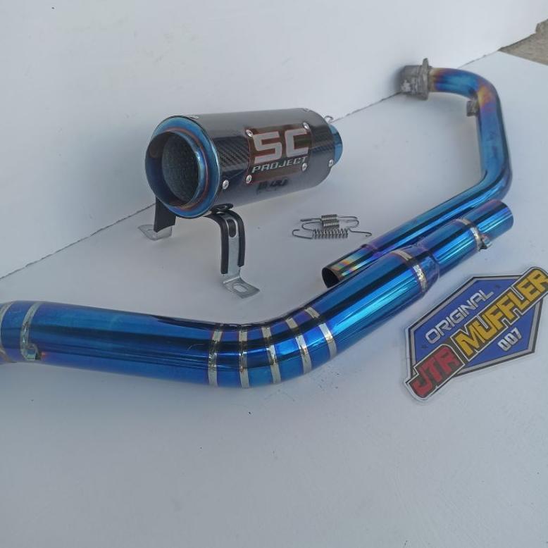 KNALPOT SC PROJECT LEHER BLUEMOON CBR 150R CB 150R NEW SONIC SUPRA GTR