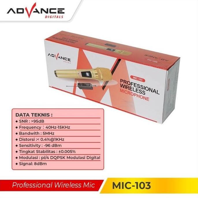Advance Microphone Mic Single Wireless + Receiver MIC 103