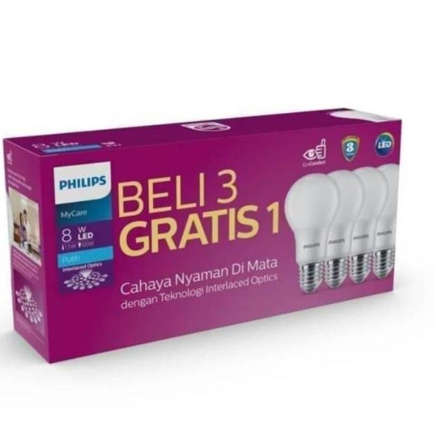 Lampu Led Philips 8w Putih Paket isi 4 Philips 8 watt