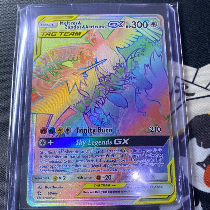 Terlaris Moltres & Zapdos & Articuno Gx Hr Rainbow Rare En Sm Sun & Moon Hidden Fates Kartu Pokemon 
