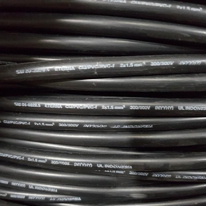 Eterna Kabel Listrik Hitam Serabut / NYYHY 2 x 1.5 mm
