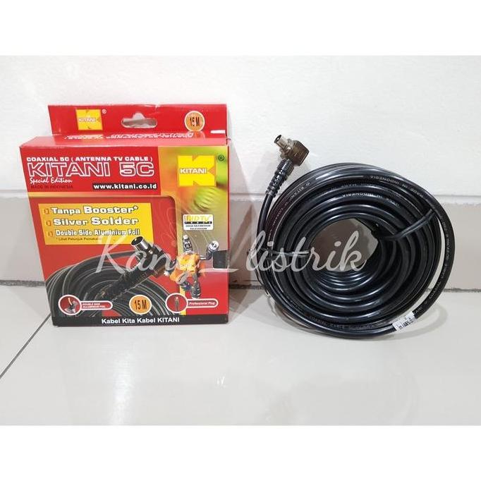 Kabel Antena TV Kitani 5C + jack 15 Meter / Kabel TV Kitani 15Meter