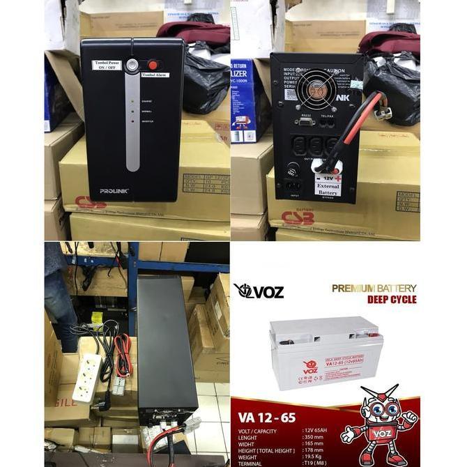 Paket Ups Modif Server Pulsa Prolink 1200Va + Battery 12v 65Ah Termurah