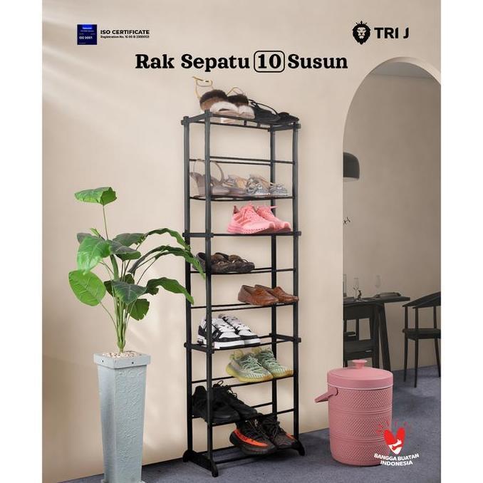 TRI J Rak Sepatu dan Jilbab 10 Tingkat Plastik / Rak Hijab 10 Susun Amazing Shoe Rack