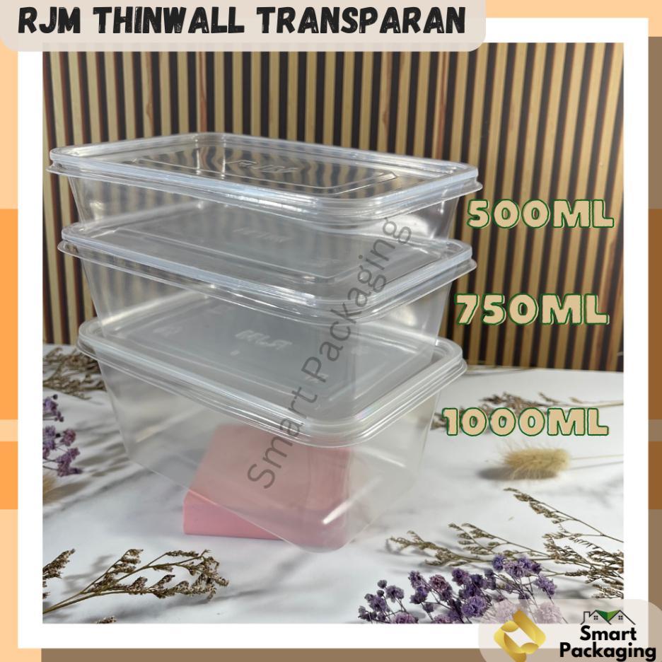 [Isi 25 Pcs] Rjm Thinwall Food Container Trans 500Ml 750Ml 1000Ml / Tempat Makan Plastik / Wadah Bek