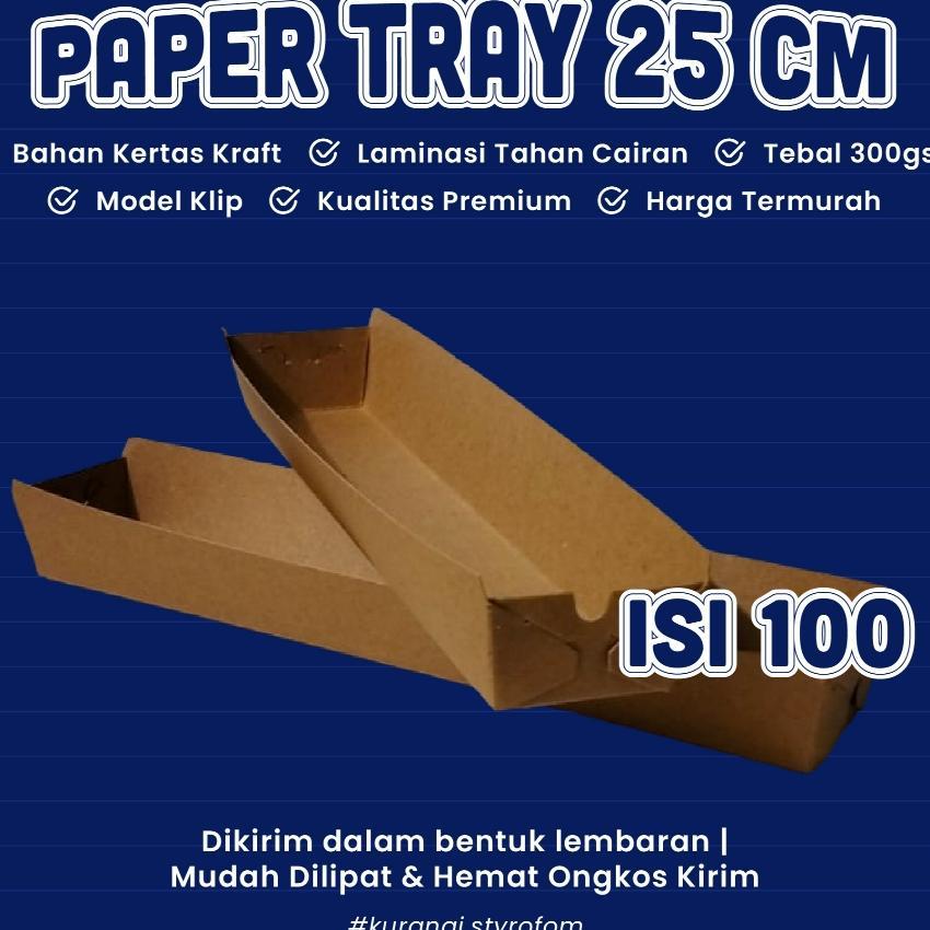 Isi 100 - Wadah Kertas Box Dus Packing Makanan Sosis Sate Kentang Spiral Uk. 25X4X2,5 Bahan Kraft La