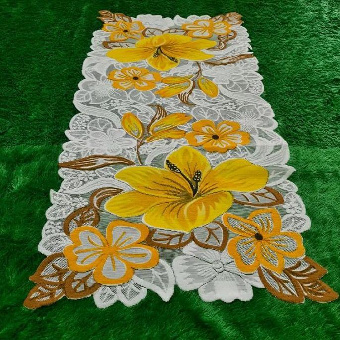 Lansungkirim- Taplak Meja Ruang Tamu / Taplak Meja Minimalis Motif Bunga Besar / Taplak Meja Tamu Mo