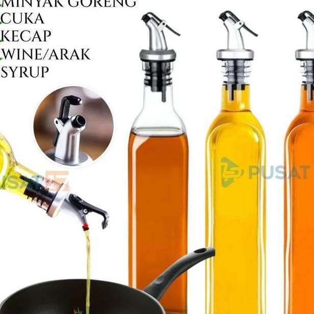 (Free Bubble) Beli 1 Gratis 1 Pcs Botol 1 Set 2 Pcs Botol Minyak Goreng Kaca 1000 Ml / 1 Liter + Tut
