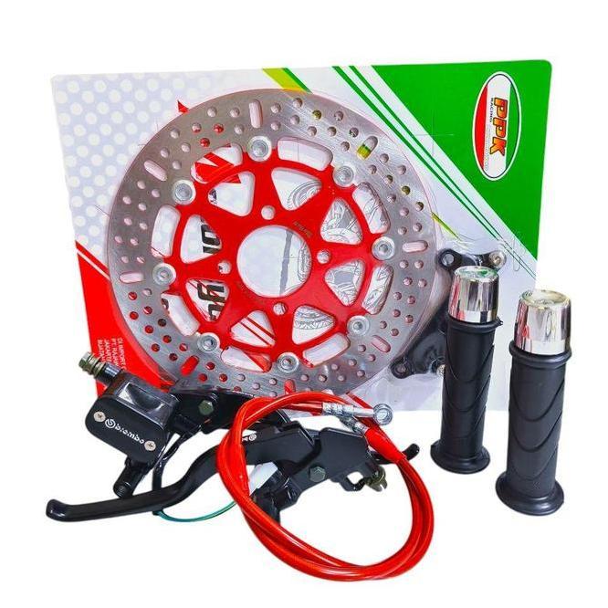 Paket Hemat 5In1 Piringan Cakram 260 Mm Master Rem Brembo Selang Rem Racing 95Cm Handgrip Honda Jalu