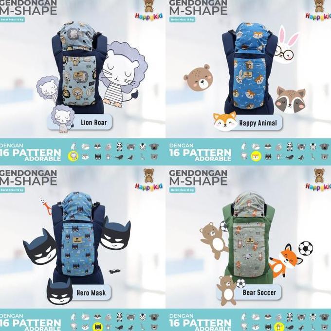 Moms_ Happykid Gendongan Bayi Ransel M-Shape Gendongan Bayi Depan Belakang Lite Carier Terlaris