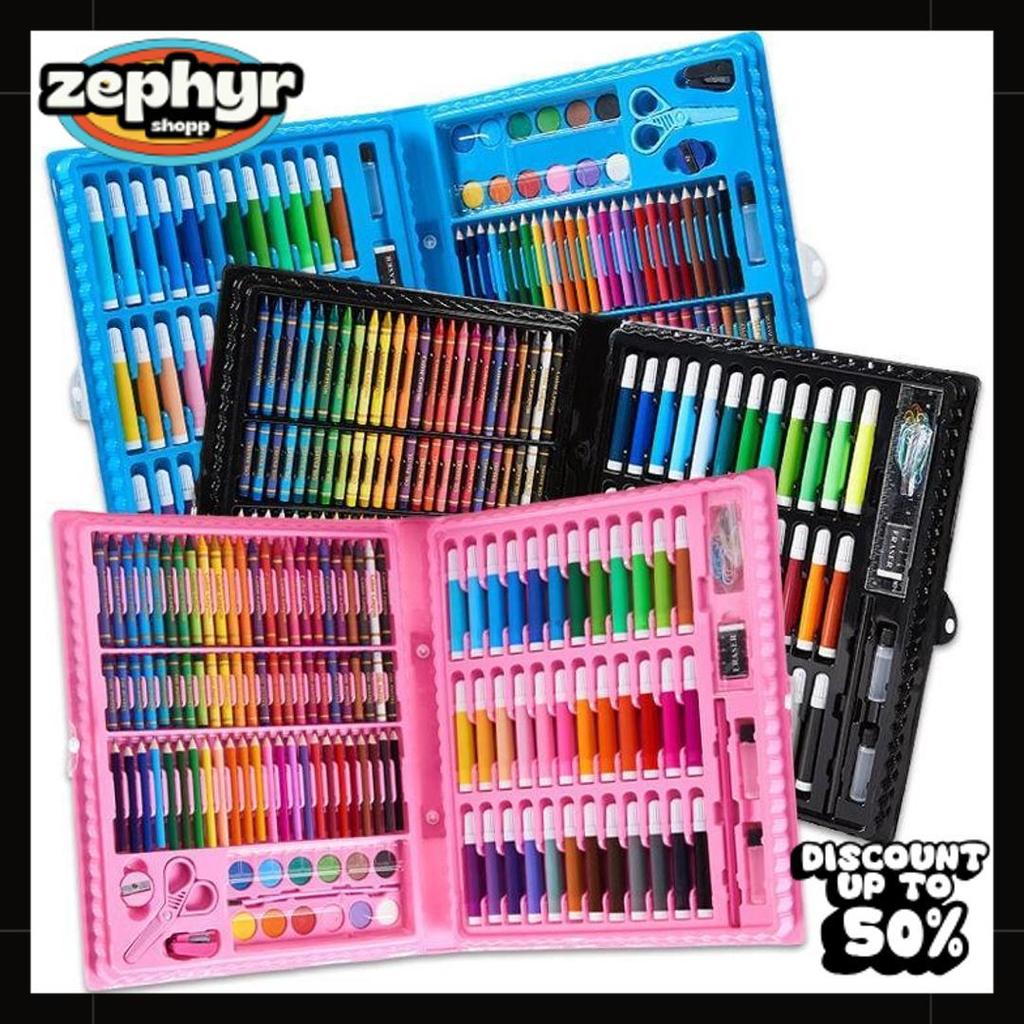 Bisa Cod Crayon Set Peralatan Gambar & Lukis Pensil Warna/ Art Set Isi 150 Pcs Kualitas Premium
