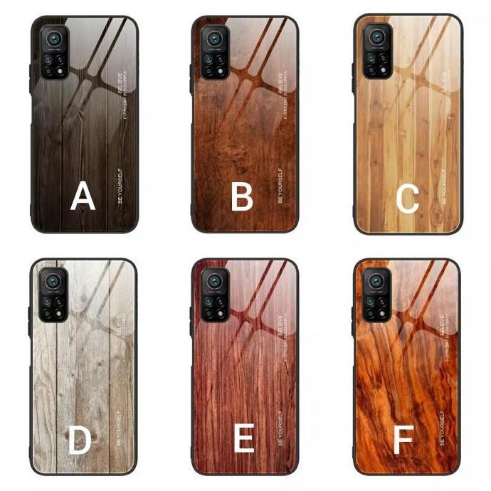 Woodgrain Glass Case Xiaomi Mi 10T Mi10T Pro Mi10TPro Cover Casing HP
