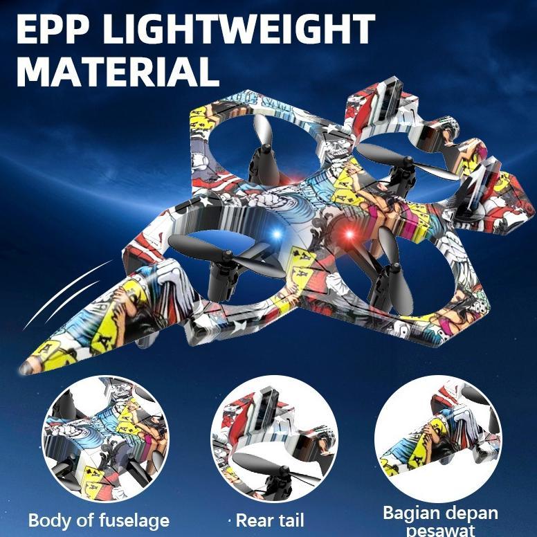 MURAH [COD]Mainan Pesawat Terbang 2.4G EPP Stunt Remote Control Led Glider Airplane Foam Rc Pesawat 