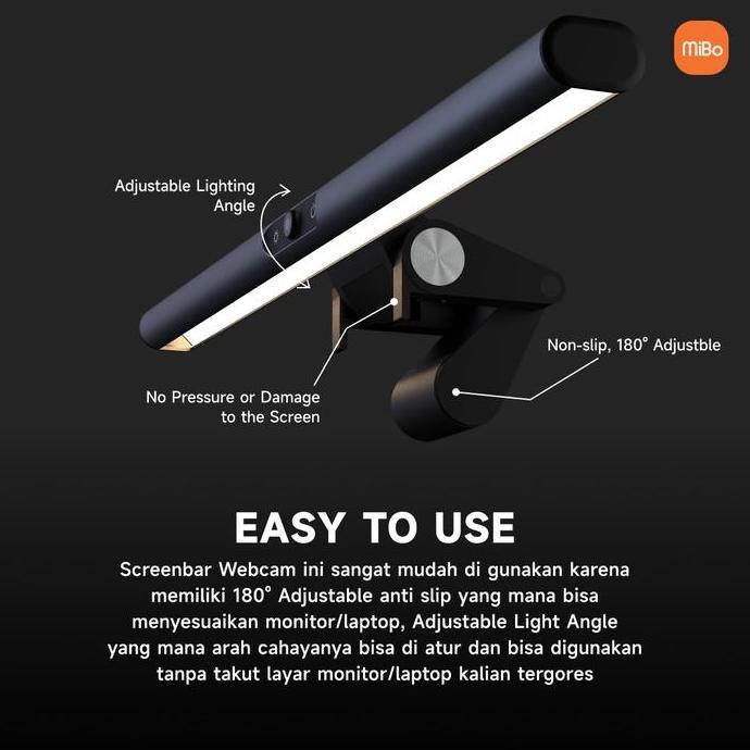 MiBo ScreenBar Webcam S1 Lampu Monitor Built-in Microphone
