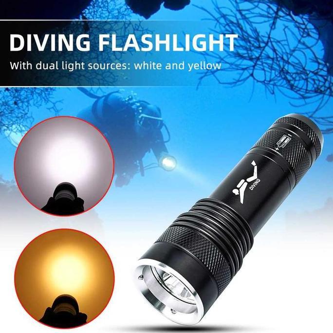 FV Senter LED Diving Waterproof Warm dan Cool White T6
