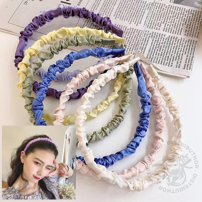 Byxt- Bando Korea Bandana Anak Headband Scrunchie Satin Kerut Bendo Dewasa