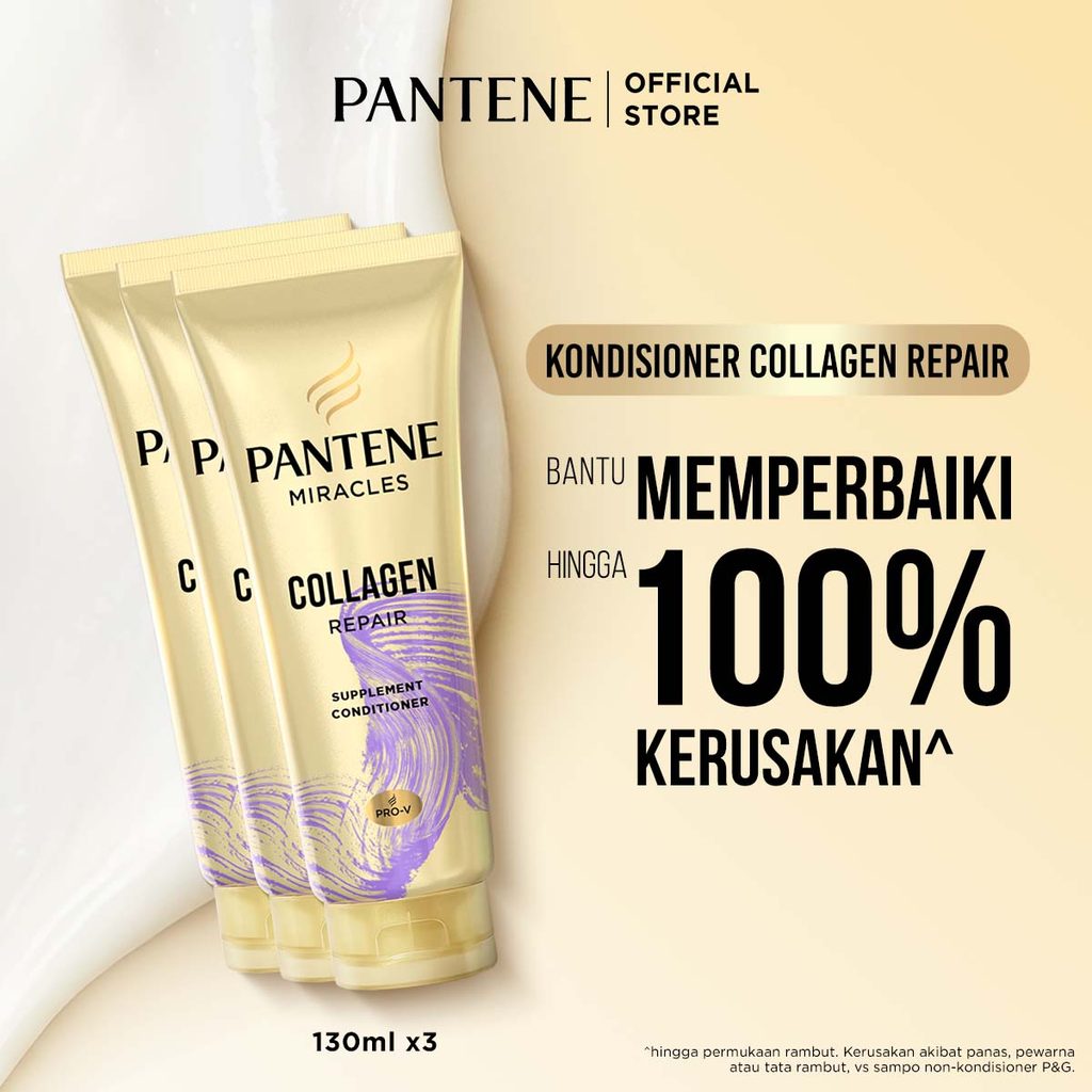 Pantene Kondisioner Anti Kusut Collagen Repair Perawatan Rambut Pro-V 130ml x3 / Pantene Miracles Co