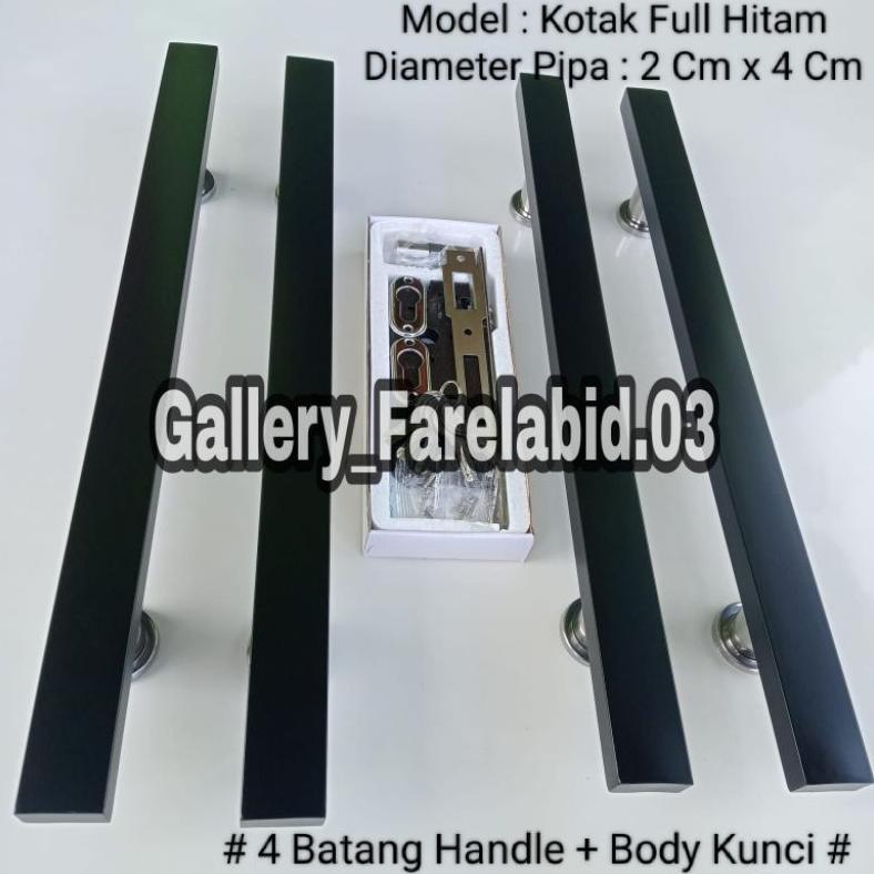 80 Cm Handle Pintu Rumah Stainless Steel Kotak Hitam Set Body Kunci Gagang Pintu 60 Cm Pegangan Pint
