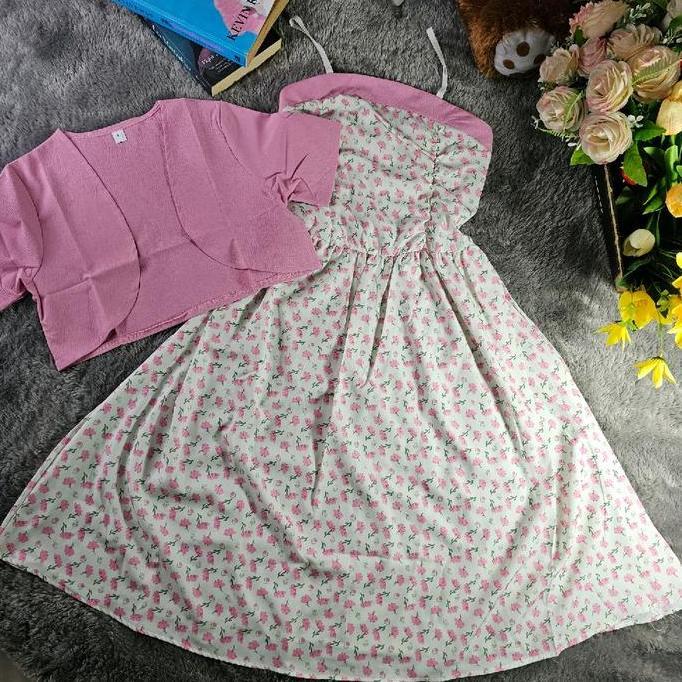 Kleid- Missmoka Clara Set Midi Dress + Outer Gaya Musim Panas Korea Dress Pantai Floral Bunga Bunga