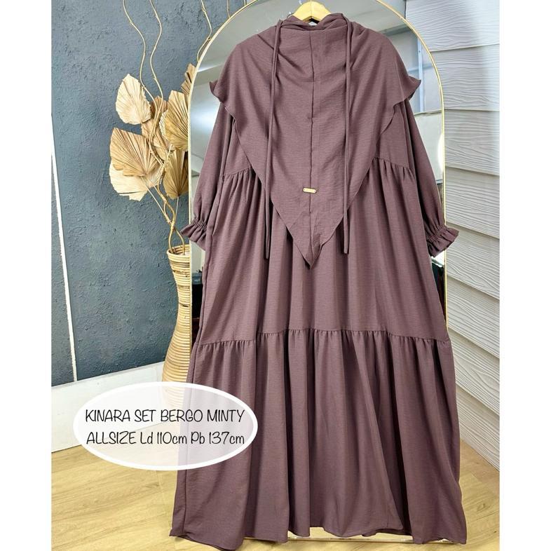 FAST DELIVERY KINARA SET BERGO GAMIS SYARI JUMBO XXXL SETELAN GAMIS DAN HIJAB JUMBO SETELAN GAMIS CR